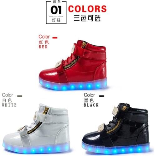 TOP 2017 girls lights up kids led luminous shoes glowing hight children shoes with new simulation sole USB rechargeable for boy