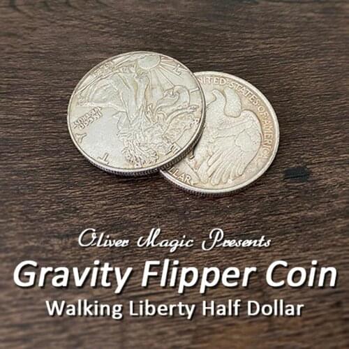 Gravity Flipper Coin (Walking Liberty Half Dollar) Magic Tricks Close Up Magia Magie Mentalism Illusions Gimmick Props Magica