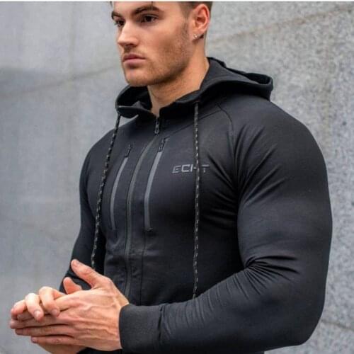 Autumn Brand Men Running Jackets Joggers Long Sleeve Sweater Hooded Tight Hoodies Coat Sportswear Gym Sport Jacket Fitness Top