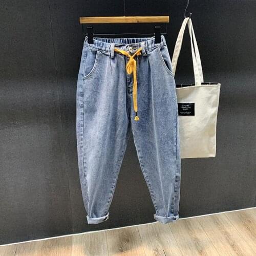 2021 Men Spring Fashion Plus Size Solid Jeans Men Loose Joggers Streetwear Harem Jeans Male Ankle-Length Denim Trousers W533