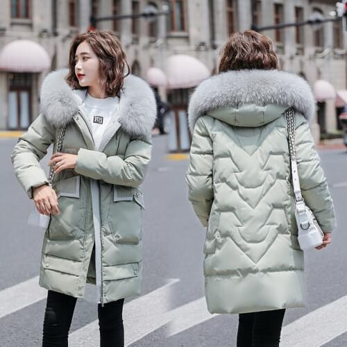 2021 New Winter Women Parkas Plus Size 3XL Thick Warm Medium Long Fur Hooded Jackets Female Cotton Padded Winter Coat Outwear