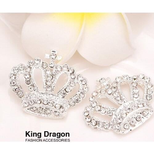 Rhinestone Crown Button Used On Decoration Flat Back 28MM*24MM 20pcs/lot Silver Color Decoration Button