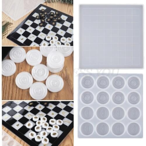 Handmade Chess Set and Checker Game Board Resin Casting Mold International Checkers Toy Silicone Mould Epoxy Resin Craft