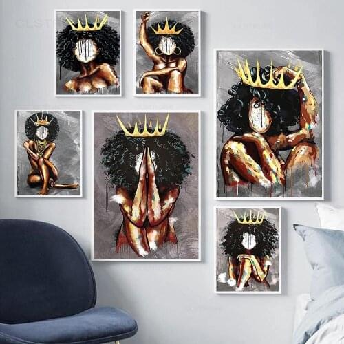 Africa Angel Queen Black Girl Woman Nordic Posters and Prints Wall Art Canvas Painting Print Wall Pictures for Living Room Decor