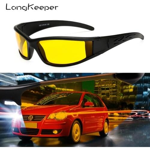 LongKeeper Night Vision Driving Goggles Men UV400 Yellow Lens Polarized Sunglasses Outdoor Anti-glare Sun Glasses Eyewear 1021