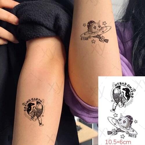 Tattoo Sticker Planet Astronaut Moon Star Cartoon Anime Element Body Art Makeup Waterproof Temporary Fake Tatoo for Women Men