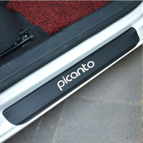 4PCS for Kia Picanto Carbon Fiber Vinyl Welcome Pedals Sill Guards sticker Car accessories
