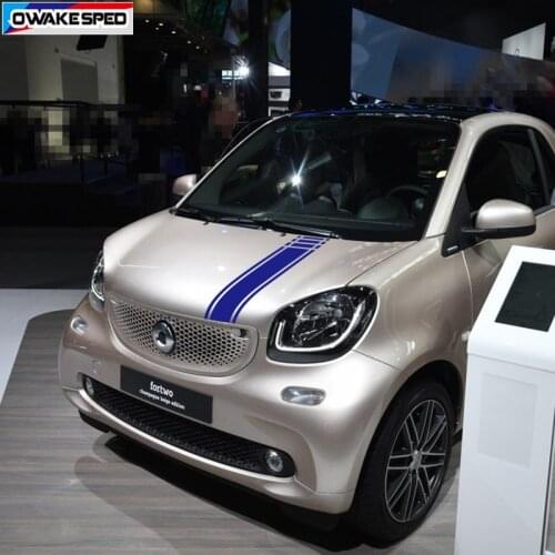 Car Hood Bonnet Sport Stripes For Smart Fortwo Forfour Auto Engine Cover Decor Vinyl Decals Carbon Fiber Auto Body Sticker