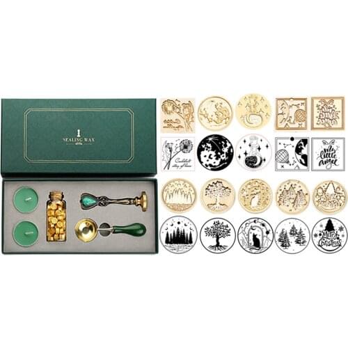 Vintage Sealing Wax Tablet Beads Candle Detachable Spoon Stamp Set with Storage Box Kit DIY Envelope Invitation Craft Dropship
