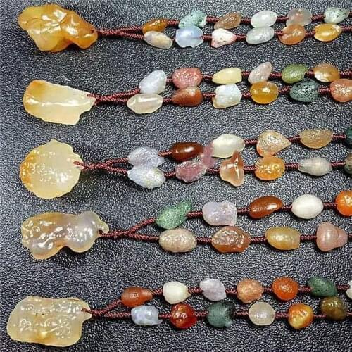 Jewelry sugar heart pendant Alxa Gobi stone agate raisin sugar heart agate tendon necklace sweater chain