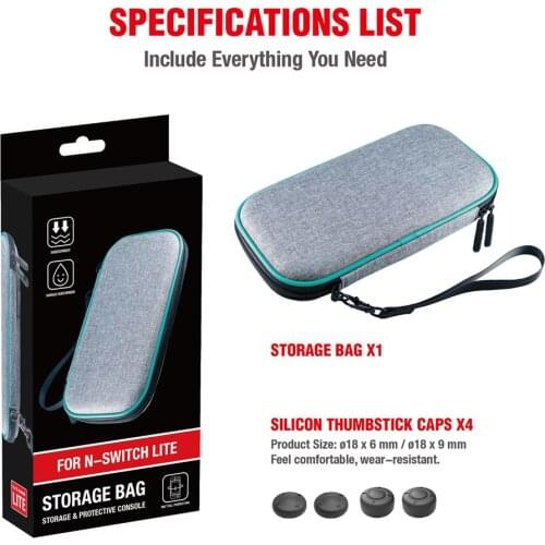 For Nintend Switch Lite Console Protective Carrying Bag with 4pcs Thumb Caps EVA Main Engine Console Storage Bag Hard Case