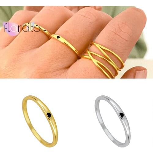 24K Enamel Love Heart Ring Cute Simple Metal Gold Silver Color Rings for Women Punk Rock Female Finger Statement Fashion Jewelry