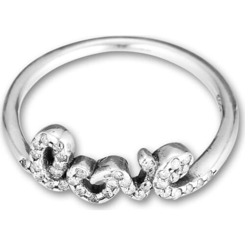 Authentic 925 Sterling Silver Rings Signature of Love Clear CZ Ring for Women Gift Wedding Jewelry Sterling-Silver-Jewelry