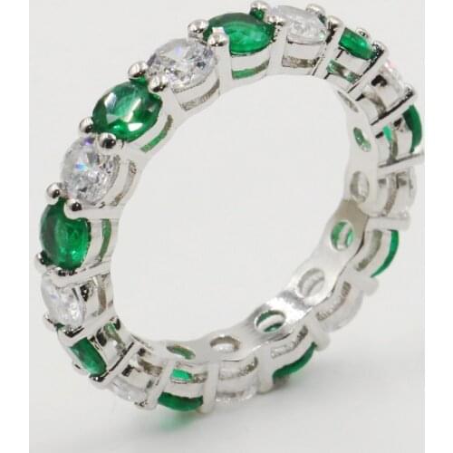 Infinity Brand New Luxury Jewelry 925 Sterling Silver White&Green Clear 5A Clear Cubic Zirconia Women CZ Wedding Band Ring Gift