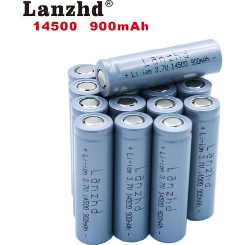 16PCS 14500 battery 3.7V 900mAh Rechargeable Li-ion Battery for LED Flashlight Battery accumulator battery real capacity