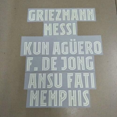 2021 2022 Barce Champions Player version 10 Messi 7 GRIEZMANN KUN AGUERO number printing font, Hot stamping patches badges