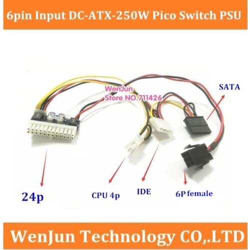 50pcs/lot 6 Pin 6P female input DC 12V 160W 24Pin Pico ATX Switch pcio PSU Car Auto Mini ITX High Power Supply Module