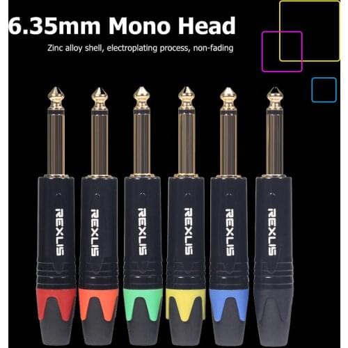 6.35mm Mono Jack Male Plug Connector DIY Soldering Plug for Microphone Audio Cable for DIY Electric Guitar Sound Card Microphone