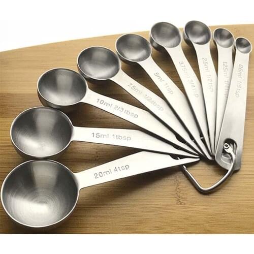 9Pcs Stainless Steel Measuring Spoon Set Baking Seasoning Cooking Kitchen Tool