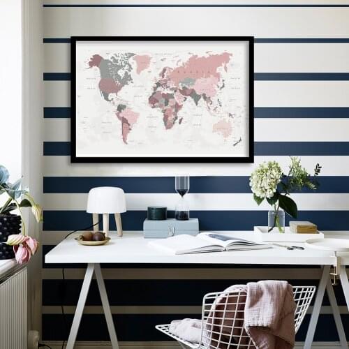 A1 Size The World Map Retro Canvas Painting Wall Art Poster Vintage Decor Living Room Home Decoration School Supplies In English