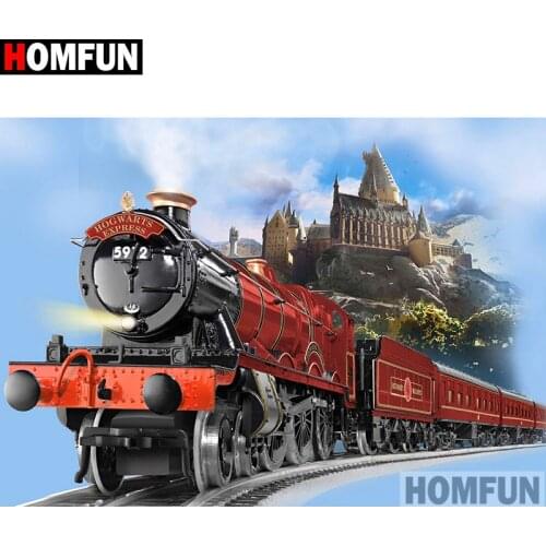 HOMFUN Full Square/Round Drill 5D DIY Diamond Painting "Train scenery" Embroidery Cross Stitch 3D Home Decor Gift A12714