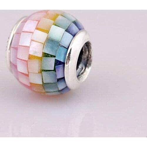 Authentic S925 DIY Jewelry Multi-Color Mosaic Charms fit Lady Bracelet Bangle Multi-Color CZ