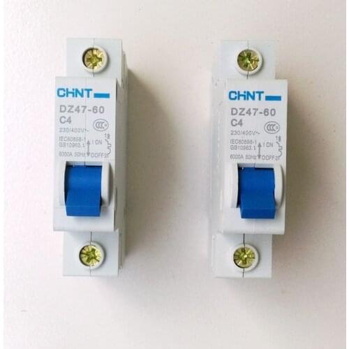 CHINT DZ47-60 C4 AC230/400V 1P 4A Rated Current 1 Pole Miniature Circuit Breaker C45