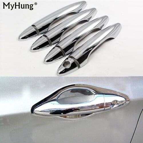 Car Door Handles Covers For HYUNDAI SOLARIS VERNA 2010 2011 2012 2013 2014 2015 8pcs Per Set Abs Chrome 1 Key Hole car-styling