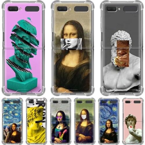 Art Van Gogh Mona Lisa For Samsung Galaxy Z Flip 5G Clear Airbag Case Slim Protective Shell Soft Cover Smartphone Accessories