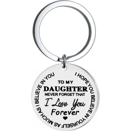 To My Daughter/Son I Love You Forever Keychain Pendant Letter Key Chain Key Ring Accessory