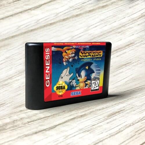 Wacky Worlds Creativity Studio - USA Label Flashkit MD Electroless Gold PCB Card for Sega Genesis Megadrive Video Game Console