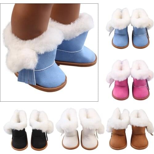 18inch Doll Snow Boots Zip Winter Warm Shoes Suede Shoes Dress up Accessories