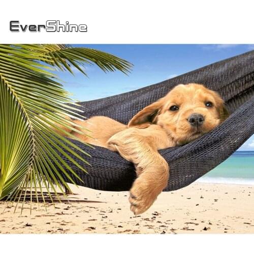 Evershine Diamond Painting Dog Animals Cross Stitch Diamond Embroidery Full Square Drill Pet Rhinestone Picture Mosaic Diamond