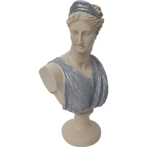 EU HOME DECORATION AROSE DİANA BÜST SILVERY SILVER GARMENT WHITE SKIN HOME OFFICE DECOR