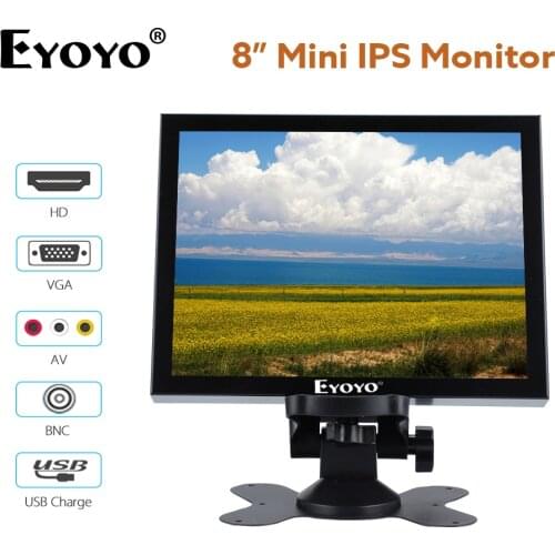 Eyoyo 8 Inch Mini Truck Car Rear Rearview Monitor Reverse Camera LCD Screen with HDMI VGA BNC Security Backup Headrest Display