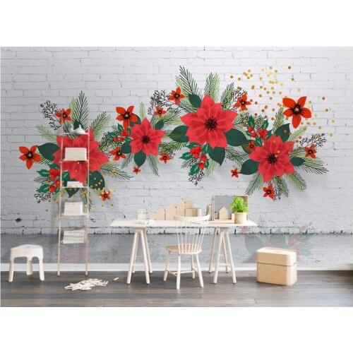 Custom photo 3d wallpaper Non-woven and silk mural Brick wall flower background wall painting picture 3d room murals wallpaper
