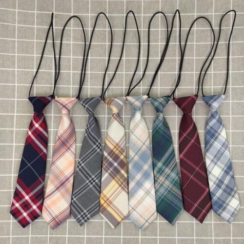 JK Plaid Tie Uniform Accessories Children’s Shirt Free Plaid Japanese Print Lazy Round Rubber Band Wild Trend