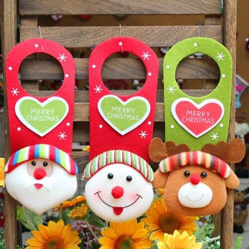 Hot Sell 1 Pc Cartoon Christmas Door Decortation For Home Santa Claus Snowman Bear Hanging Pendant Ornament Supplies
