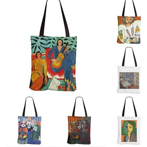Oil Painting Matisse Art New Canvas Bag Womens Vintage Casual Fashion Shoulder Bags 32X38cm Tote Bag