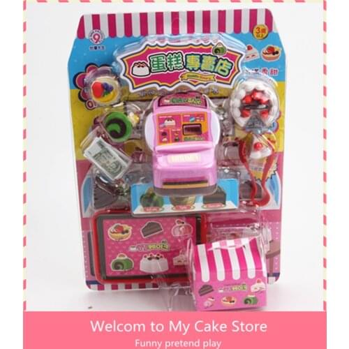 Pretend Play Action Figure Toys Cake Store Shopping Cash Register with Groceries Toys Children gift