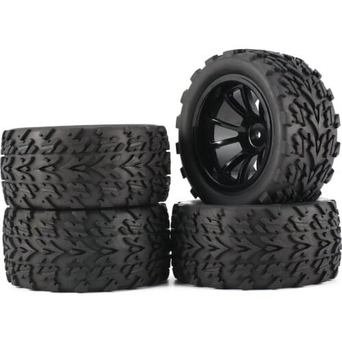 4Pcs 120mm 10 Contour Public Word Fetal Flower Off-road Wheel Rim and Tires for 1/10 Monster Truck Racing RC Car Accessories