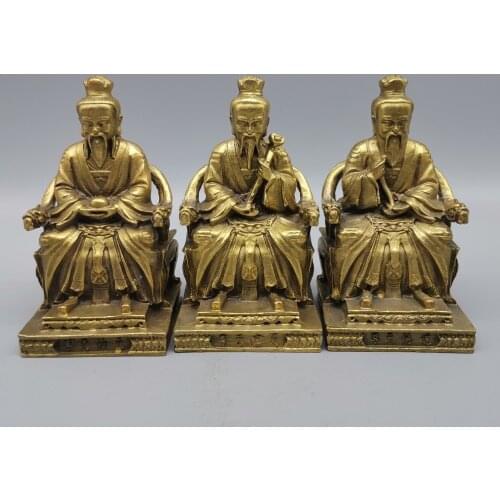 Collection Chinese Brass Carved The Statue Of The Founder Of Sanqing Image Exquisite Metal Crafts Home Decoration