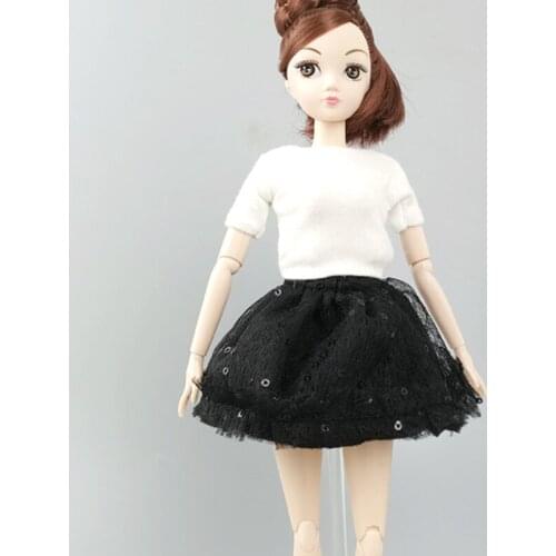 Fashion Doll Set For Barbie Dolls Outfits White Top Shirt & Black Skirt For Blyth Licca Doll Clothes 1/6 Dolls Accessories Toys