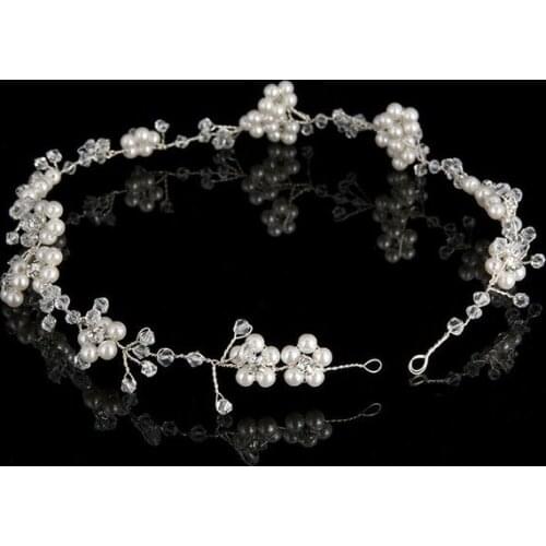 2017 Fashion crystal pearl hair with wedding headdress retro bridal headdress silver wreath handmade headband crown jewelry