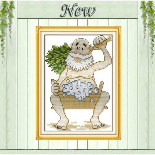 An old man Bathe,Counted Printed on canvas 11CT DMC 14CT Cross Stitch Embroidery kit,needlework Set,hand made crafts DIY Decor