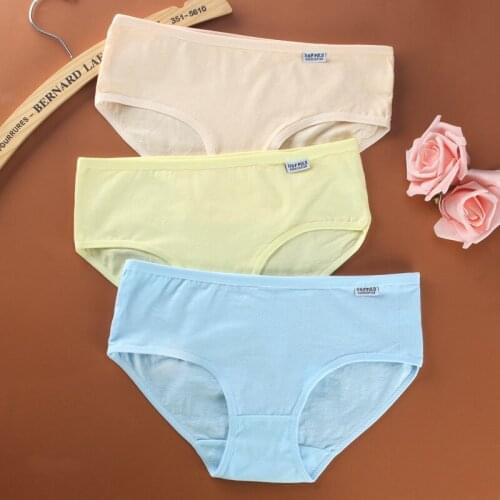 4pc/lot Underwear Female Cotton Briefs Low Waist Breathable Summer Students 10-18 year