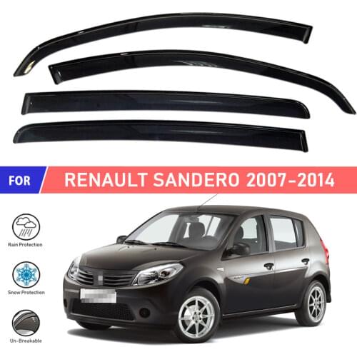 Window deflectors for Renault Sandero 2007-2014 car window deflector wind guard vent sun rain visor cover car styling