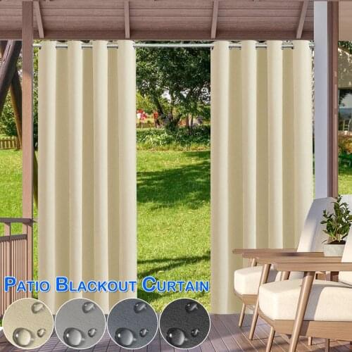 Pergola Outdoor Curtains Waterproof Heat Resistant Drapes Solid Indoor Blackout Window Curtains Garden Lawm Yard Curtains Decor