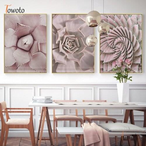 Catus Poster Pink Succulent Plants Canvas Painting Botanical Print Modern Wall Art Decorative Pictures Dining Room Wall Decor
