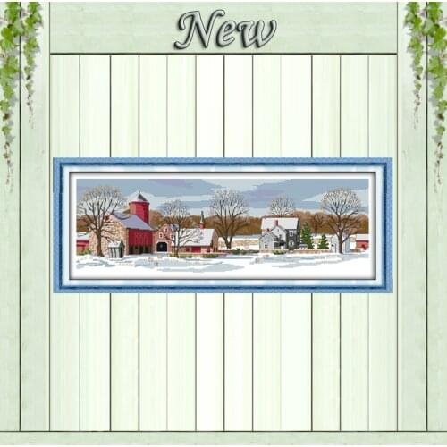 Northern scenery snow Counted printed on fabric DMC 14CT 11CT DIY Cross Stitch Needlework kits Embroidery Sets country paintings
